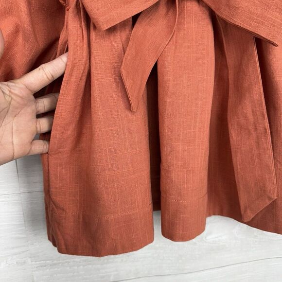 Free People Porto Top & Shorts Set S‎ Orange Puff Sleeve Peter Pan Collar NWT - Picture 9 of 16